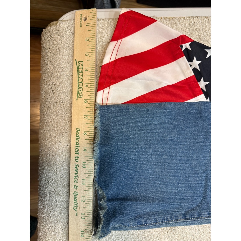 American Flag Flare Jeans Distressed Bell Bottom Denim Blue Patriotic 30x31 - Picture 3 of 5
